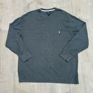 Polo Ralph Lauren Shirt Mens 3X Gray Thermal Long Sleeve Crew Sleepwear waffle
